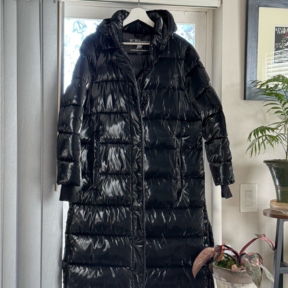 BCBGeneration Women's Shiny Black Puffer Jacket
